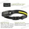 Headlamp Rechargeable - Lampe Frontale LED 230° avec Capteur de Mouvement, Waterproof, 6 Modes